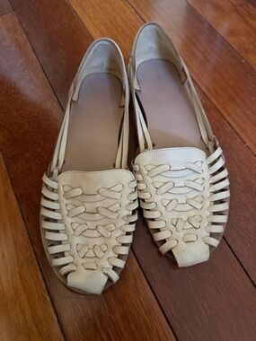 Nisolo Cream Woven Leather Slip-On Loafers